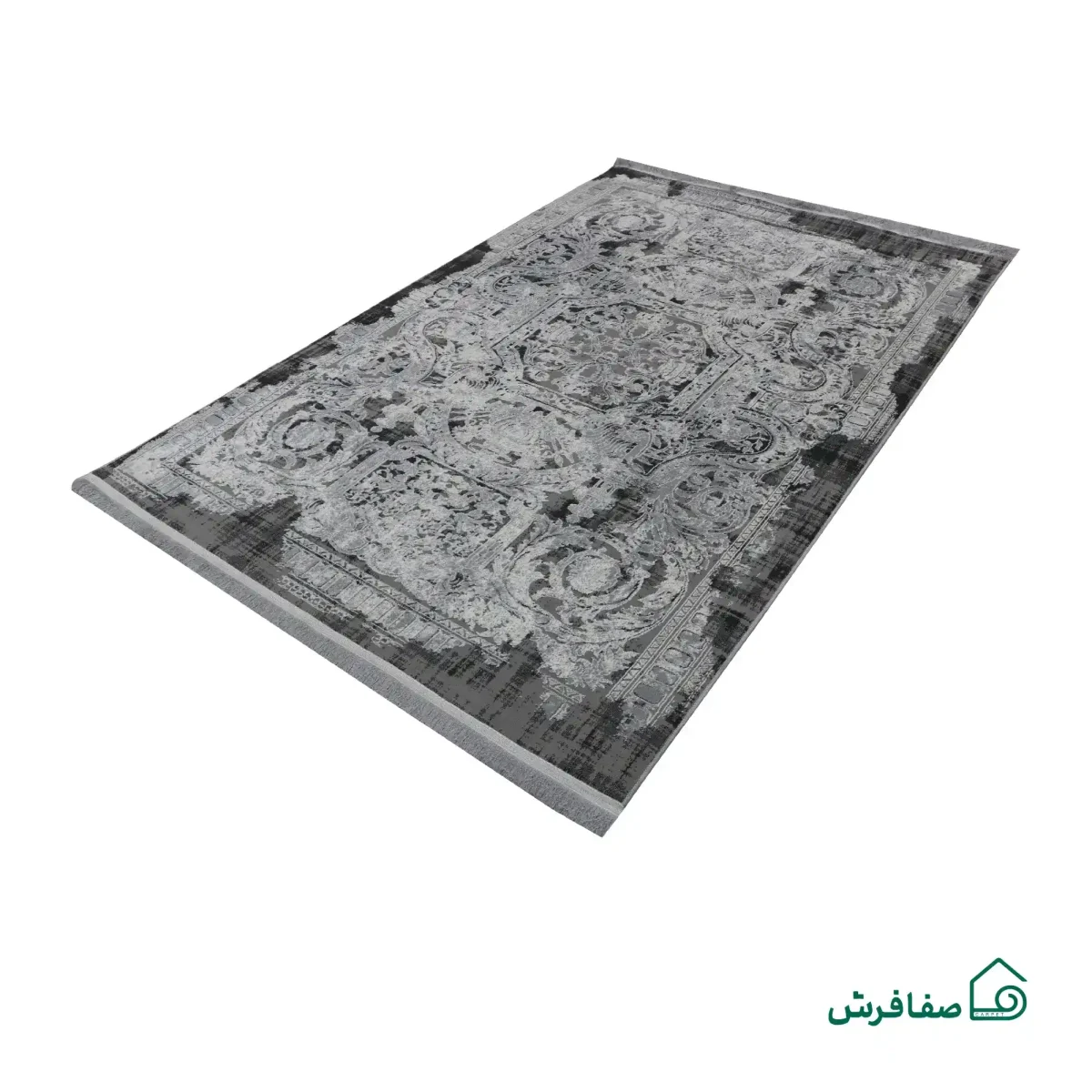 فرش مینیمال 9124 فرانسوی طوسی نقره‌ای