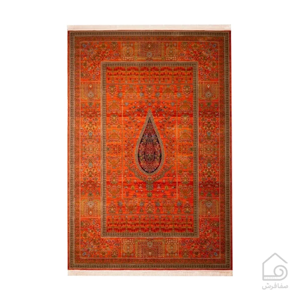 فرش ابریشم ماشینی 730901 نارنجی تمام رنگ