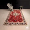 فرش ابریشم ماشینی 743104 قرمز کرم - تصویر 2
