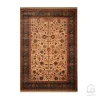 فرش ابریشم ماشینی Z1086 کرم حاشیه سرمه ای